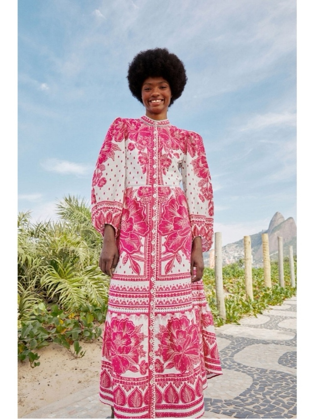 Farm Rio (read description) Boho Maxi Dress in Pink Floral Print PTP 18” - Picture 2 of 11
